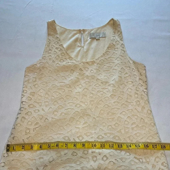 Anne Taylor LOFT Cream Crochet Sleeveless Tunic Top - Size Small Petite - Picture 10 of 11
